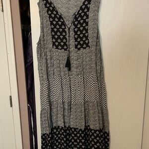 Avenue Black and White Tiered Maxi Sundress